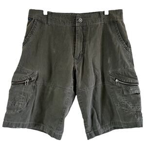 Kuhl Vintage Patina Dye Cargo Shorts Mid Rise Breathable Outdoor Olive Green 34